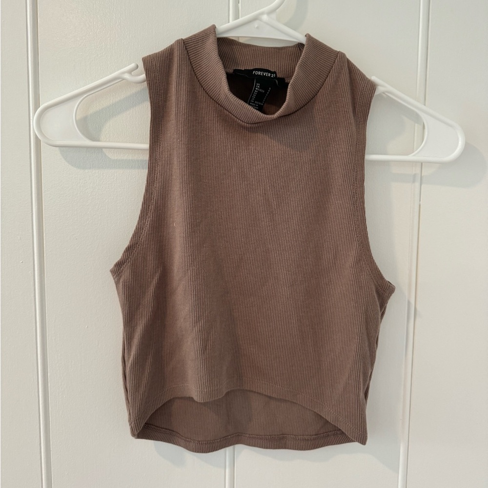 WORN 1X - High Neck Cropped Brown Forever 21 Top
